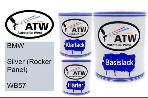 BMW, Silver (Rocker Panel), WB57: 1L Lackdose + 1L Klarlack + 500ml Härter - Set, von ATW Autoteile West.